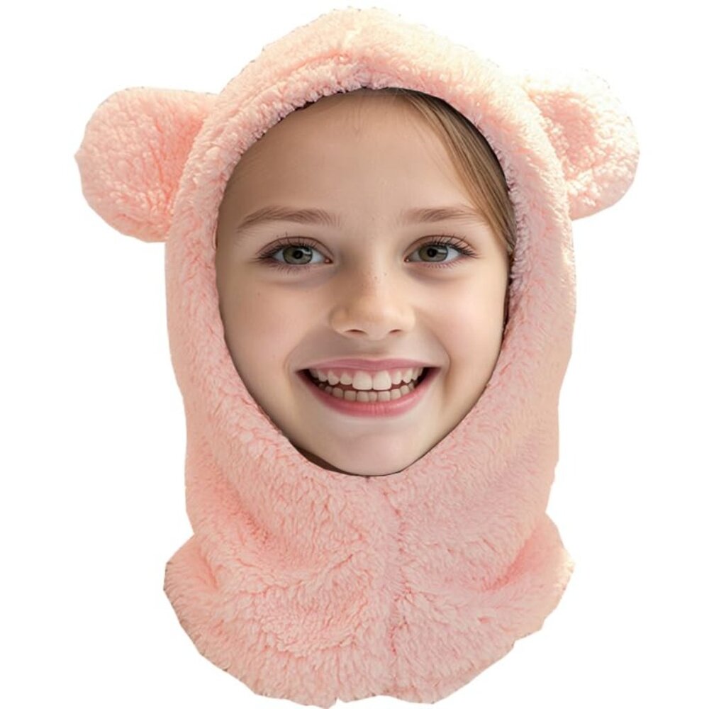 Kids Winter Balaclava Hat Scarf 2-in-1 Fleece Warm Beanie Skull Cap